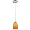 Foto para 100w Bordeaux Glass Pendant E-26 A-19 Incandescent Dry Location Brushed Steel Amber Glass 7.5"Ø5.25" (CAN 1.25"Ø5.25")