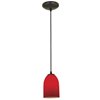 Foto para 100w Bordeaux Glass Pendant E-26 A-19 Incandescent Dry Location Oil Rubbed Bronze Red Glass 7.5"Ø5.25" (CAN 1.25"Ø5.25")