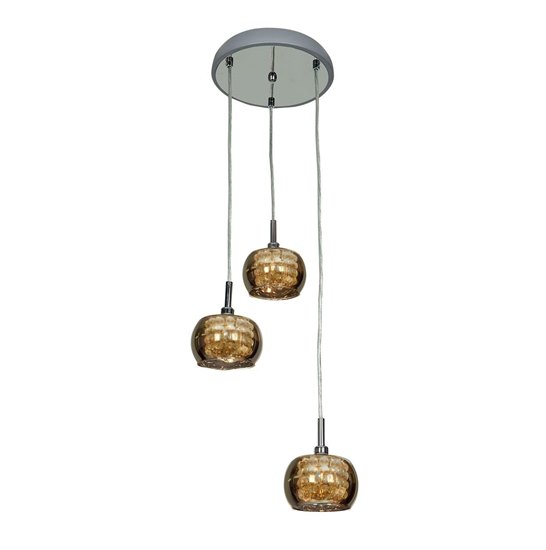 Foto para 144w (3 x 48) Glam G9 G9 Xenon Dry Location Chrome Mirror Glass With Crystal 3 -Light Pendant (CAN 1.5"Ø10")