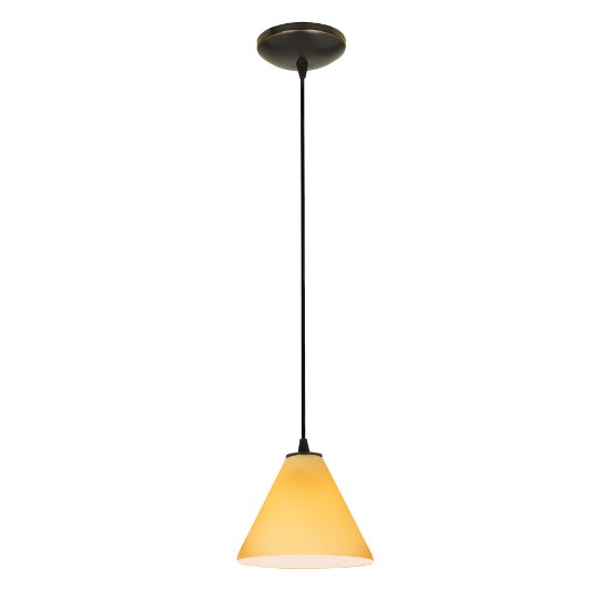 Foto para 11w Martini E-26 A-19 LED Dry Location Oil Rubbed Bronze Amber Led Cord Glass Pendant (CAN 1.25"Ø5.25")