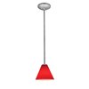 Foto para 11w Martini E-26 A-19 LED Dry Location Brushed Steel Red Led Rod Glass Pendant (CAN 1.25"Ø5.25")