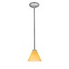 Foto para 11w Martini E-26 A-19 LED Dry Location Brushed Steel White Led Rod Glass Pendant (CAN 1.25"Ø5.25")