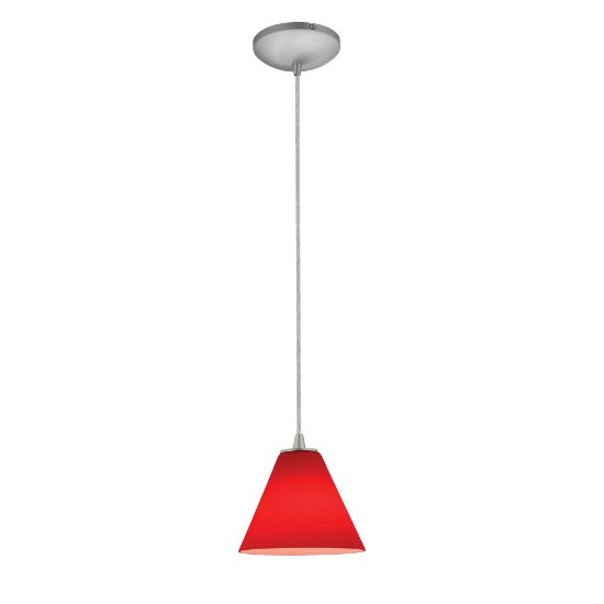 Foto para 12w Martini SSL 90CRI LED Dry Location Brushed Steel Red Led Cord Glass Pendant (CAN 1.25"Ø5.25")