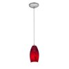 Foto para 11w Merlot E-26 A-19 LED Dry Location Brushed Steel Red Sky Cord Glass Pendant (CAN 1.25"Ø5.25")