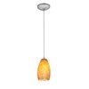 Foto para 11w Champagne E-26 A-19 LED Dry Location Brushed Steel Brown Stone Cord Glass Pendant (CAN 1.25"Ø5.25")