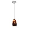 Foto para 11w Champagne E-26 A-19 LED Dry Location Brushed Steel Inca Cord Glass Pendant (CAN 1.25"Ø5.25")