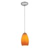 Foto para 11w Champagne E-26 A-19 LED Dry Location Brushed Steel Maya Cord Glass Pendant (CAN 1.25"Ø5.25")