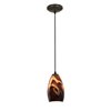 Foto para 11w Champagne E-26 A-19 LED Dry Location Oil Rubbed Bronze Inca Cord Glass Pendant (CAN 1.25"Ø5.25")