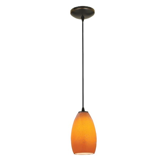 Foto para 11w Champagne E-26 A-19 LED Dry Location Oil Rubbed Bronze Maya Cord Glass Pendant (CAN 1.25"Ø5.25")