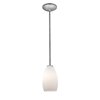 Foto para 11w Champagne E-26 A-19 LED Dry Location Brushed Steel Opal Rod Glass Pendant (CAN 1.25"Ø5.25")