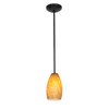 Foto para 11w Champagne E-26 A-19 LED Dry Location Oil Rubbed Bronze Amber Stone Rod Glass Pendant (CAN 1.25"Ø5.25")