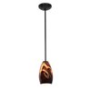 Foto para 11w Champagne E-26 A-19 LED Dry Location Oil Rubbed Bronze Inca Rod Glass Pendant (CAN 1.25"Ø5.25")