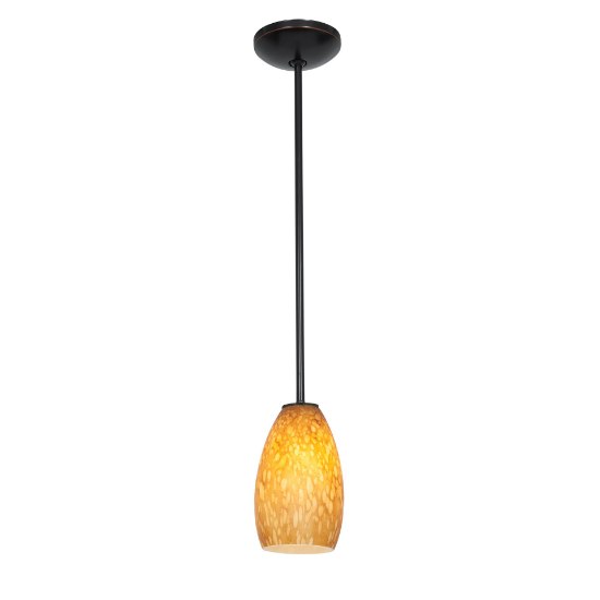 Foto para 11w Champagne E-26 A-19 LED Dry Location Oil Rubbed Bronze White Stone Rod Glass Pendant (CAN 1.25"Ø5.25")