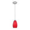 Foto para 12w Champagne SSL 90CRI LED Dry Location Brushed Steel Red Cord Glass Pendant (CAN 1.25"Ø5.25")