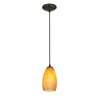 Foto para 12w Champagne SSL 90CRI LED Dry Location Oil Rubbed Bronze Amber Sky Cord Glass Pendant (CAN 1.25"Ø5.25")