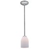 Foto para 11w Bordeaux E-26 A-19 LED Dry Location Brushed Steel Opal Rod Glass Pendant (CAN 1.25"Ø5.25")