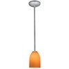 Foto para 11w Bordeaux E-26 A-19 LED Dry Location Brushed Steel Wicker Red Rod Glass Pendant (CAN 1.25"Ø5.25")