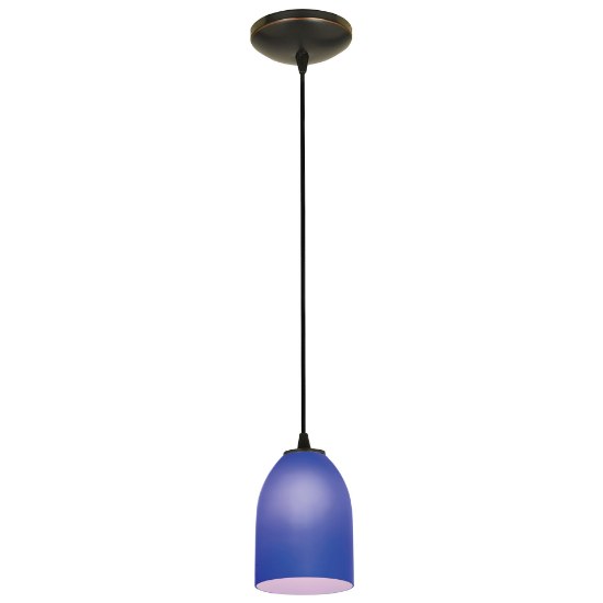 Foto para 12w Bordeaux SSL 90CRI LED Dry Location Oil Rubbed Bronze Cobalt Cord Glass Pendant (CAN 1.25"Ø5.25")