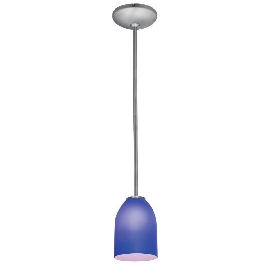 Foto para 12w Bordeaux SSL 90CRI LED Dry Location Brushed Steel Cobalt Rod Glass Pendant (CAN 1.25"Ø5.25")