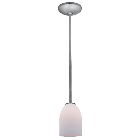 Foto para 12w Bordeaux SSL 90CRI LED Dry Location Brushed Steel Opal Rod Glass Pendant (CAN 1.25"Ø5.25")