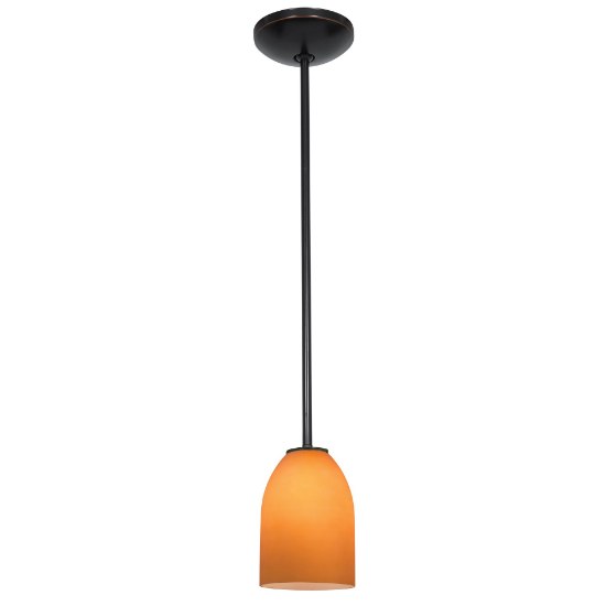 Foto para 12w Bordeaux SSL 90CRI LED Dry Location Oil Rubbed Bronze Wicker White Rod Glass Pendant (CAN 1.25"Ø5.25")