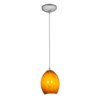 Foto para 11w Brandy FireBird E-26 A-19 LED Dry Location Brushed Steel Amber Sky Cord Glass Pendant (CAN 1.25"Ø5.25")