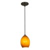 Foto para 11w Brandy FireBird E-26 A-19 LED Dry Location Oil Rubbed Bronze Amber Sky Cord Glass Pendant (CAN 1.25"Ø5.25")