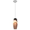 Foto para 11w Cabernet E-26 A-19 LED Dry Location Brushed Steel Brown Slate Cord Glass Pendant (CAN 1.25"Ø5.25")