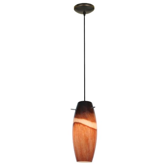 Foto para 11w Cabernet E-26 A-19 LED Dry Location Oil Rubbed Bronze Amber Slate Cord Glass Pendant (CAN 1.25"Ø5.25")