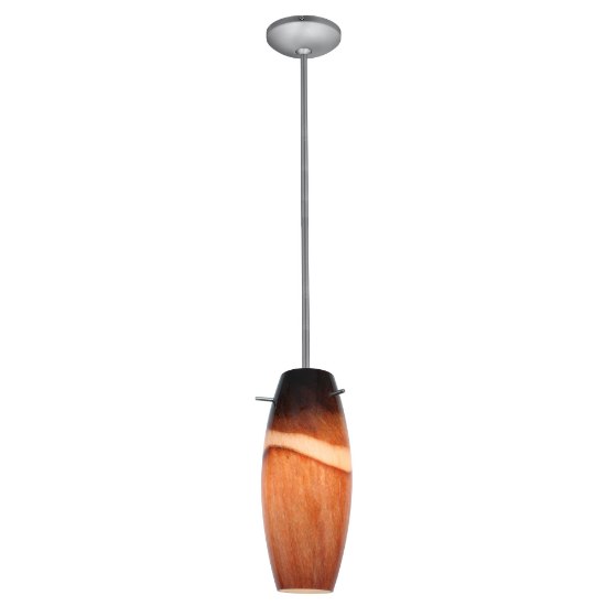 Foto para 12w Cabernet SSL 90CRI LED Dry Location Brushed Steel Amber Slate Rod Glass Pendant (CAN 1.25"Ø5.25")