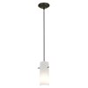 Foto para 11w Cylinder E-26 A-19 LED Dry Location Oil Rubbed Bronze Opal Cord Glass Pendant (CAN 1.25"Ø5.25")