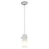 Foto para 12w Cylinder SSL 90CRI LED Dry Location Brushed Steel Opal Cord Glass Pendant (CAN 1.25"Ø5.25")