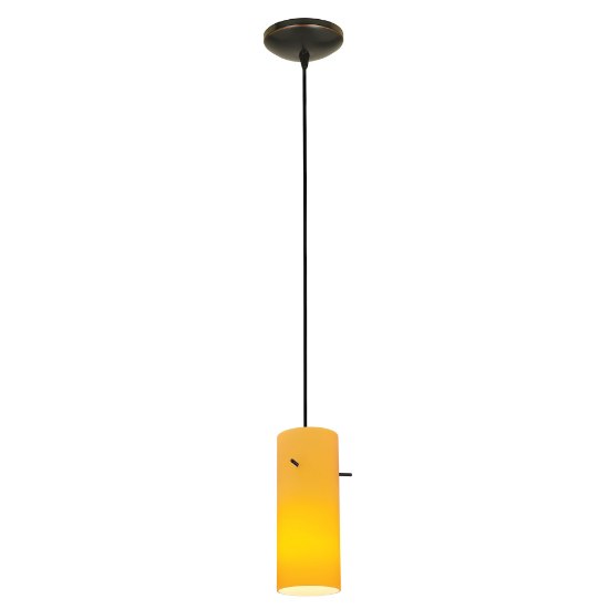 Foto para 12w Cylinder SSL 90CRI LED Dry Location Oil Rubbed Bronze Amber Cord Glass Pendant (CAN 1.25"Ø5.25")