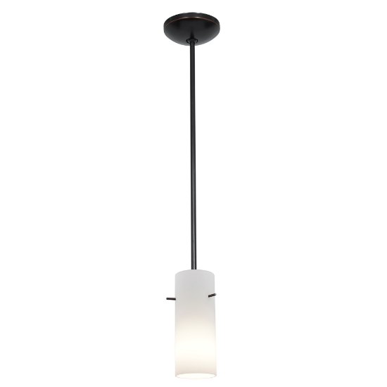 Foto para 12w Cylinder SSL 90CRI LED Dry Location Oil Rubbed Bronze Opal Rod Glass Pendant (CAN 1.25"Ø5.25")