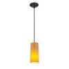 Foto para 11w Glass`n Glass Cylinder E-26 A-19 LED Dry Location Oil Rubbed Bronze Clear Amber Cord Glass Pendant (CAN 1.25"Ø5.25")