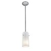 Foto para 11w Glass`n Glass Cylinder E-26 A-19 LED Dry Location Brushed Steel Clear Opal Rod Glass Pendant (CAN 1.25"Ø5.25")