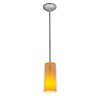 Foto para 12w Glass`n Glass Cylinder SSL 90CRI LED Dry Location Brushed Steel Clear Red Rod Glass Pendant (CAN 1.25"Ø5.25")