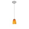 Foto para 11w Sherry E-26 A-19 LED Dry Location Brushed Steel Amber Cord Glass Pendant (CAN 1.25"Ø5.25")