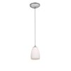 Foto para 11w Sherry E-26 A-19 LED Dry Location Brushed Steel Opal Cord Glass Pendant (CAN 1.25"Ø5.25")