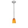 Foto para 11w Sherry E-26 A-19 LED Dry Location Brushed Steel Amber Rod Glass Pendant (CAN 1.25"Ø5.25")