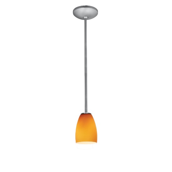 Foto para 12w Sherry SSL 90CRI LED Dry Location Brushed Steel Amber Rod Glass Pendant (CAN 1.25"Ø5.25")