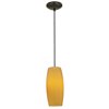 Foto para 11w Cognac E-26 A-19 LED Dry Location Oil Rubbed Bronze Amber Cord Glass Pendant (CAN 1.25"Ø5.25")