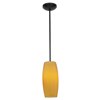 Foto para 11w Cognac E-26 A-19 LED Dry Location Oil Rubbed Bronze White Rod Glass Pendant (CAN 1.25"Ø5.25")