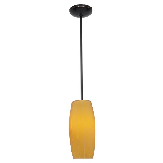 Foto para 12w Cognac SSL 90CRI LED Dry Location Oil Rubbed Bronze White Rod Glass Pendant (CAN 1.25"Ø5.25")