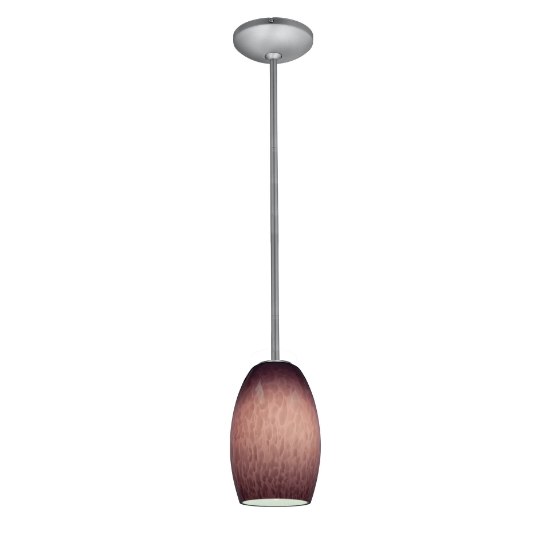 Foto para 11w Chianti E-26 A-19 LED Dry Location Brushed Steel Purple Cloud Rod Glass Pendant (CAN 1.25"Ø5.25")