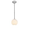 Foto para 12w (s) Japanese Lantern SSL 90CRI LED Dry Location Brushed Steel White Lined Rod Glass Pendant (CAN 1.25"Ø5.25")