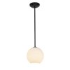 Foto para 12w (m) Japanese Lantern SSL 90CRI LED Dry Location Oil Rubbed Bronze White Lined Rod Glass Pendant (CAN 1.25"Ø5.25")