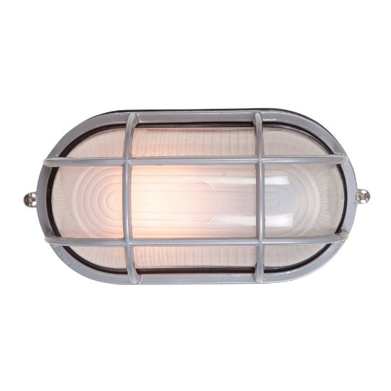 Foto para 9w 800lm 30k Nauticus E-26 Replaceable LED Satin Frosted Wet Location LED Bulkhead 11"x6.5" (CAN 10.6"x6.5"x1")