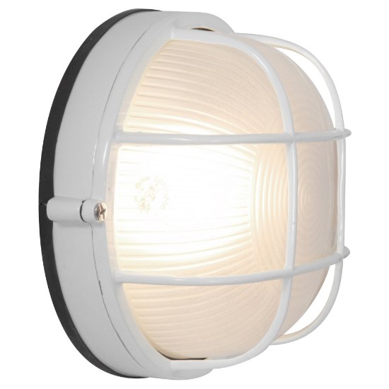 Foto para 9w 800lm 30k Nauticus E-26 Replaceable LED White Frosted Wet Location LED Bulkhead Ø9.5" (CAN 1")