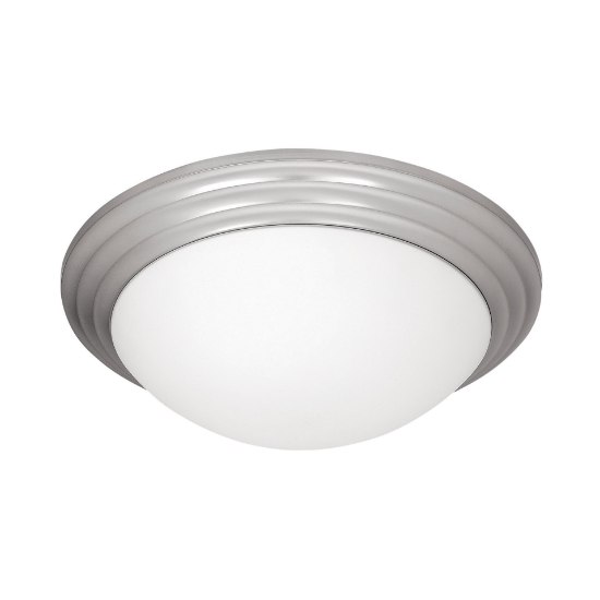 Foto para 10w (2 x 5) 1600lm 30k Strata E-26 Replaceable LED Damp Location Brushed Steel Opal Dimmable LED Flush Mount